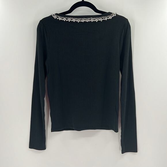 J. Crew Women's Vintage rib boatneck T-shirt with embellishments - Black - M NWT - Picture 8 of 8